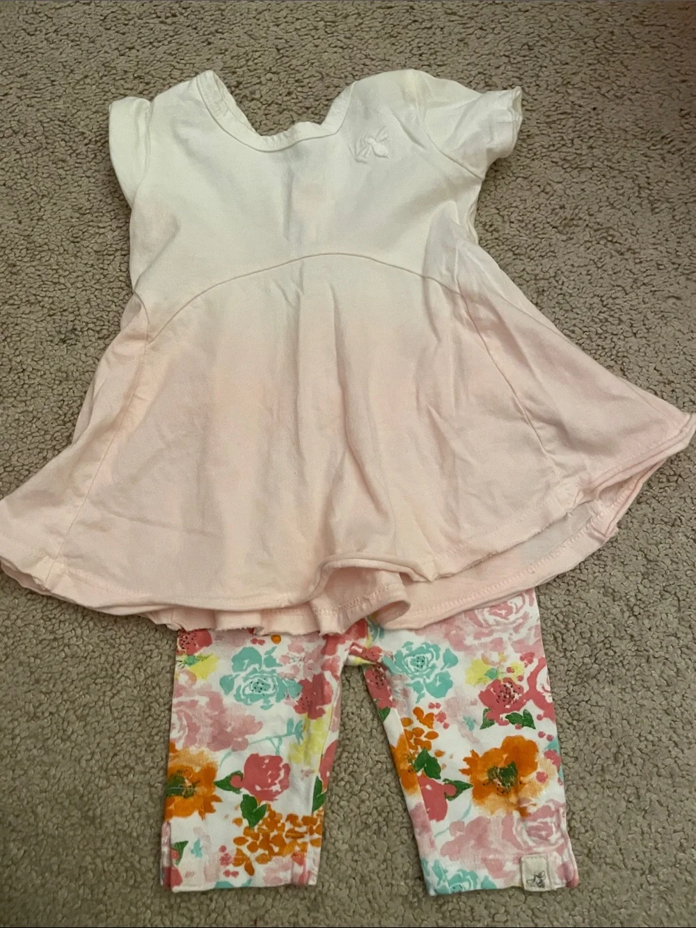 Burt's Bees Baby Pink Ombre Tunic with Floral Leggings